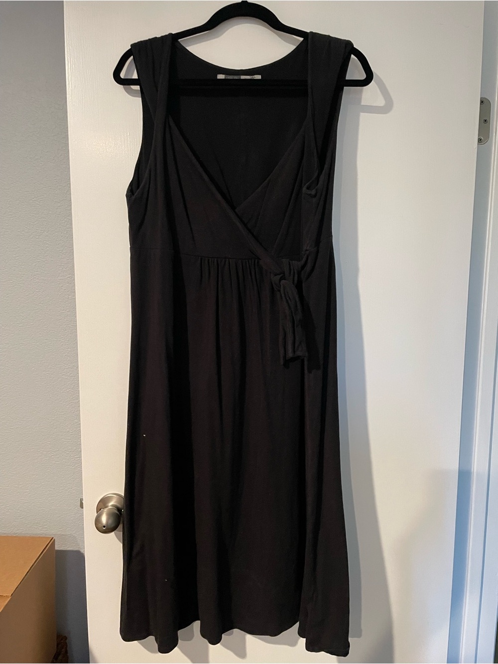 Athleta Black Sleeveless Midi Faux Wrap Dress